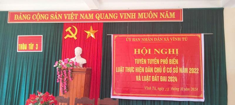 Hội nghị tuyên truyền phổ biến Luật thực hiện Dân chủ ở cơ sở năm 2022 và Luật Đất đai năm 2024